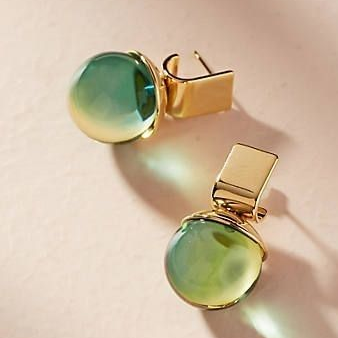 Green and gold crystal earrings