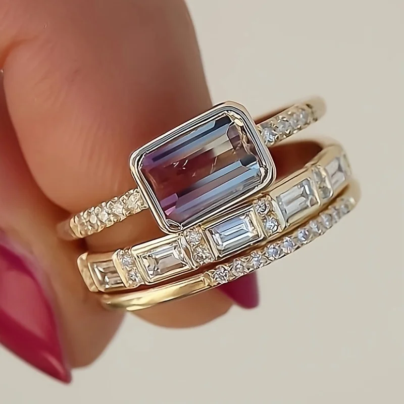 Glossy Glass Ring Set