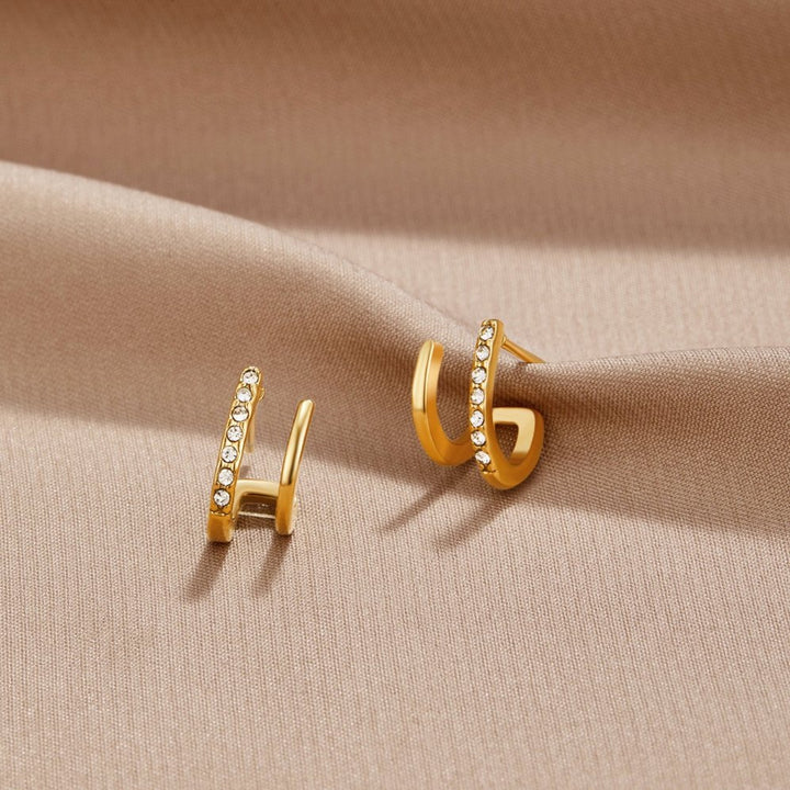 18K Gold Earrings with Grip Crystals