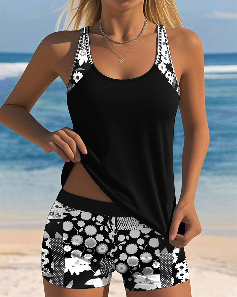 SABRINA | Two-piece swimsuit with a relaxed fit and floral beach style