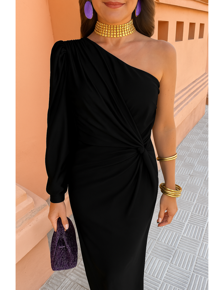Alaysia   Women's Long Black Summer Robe