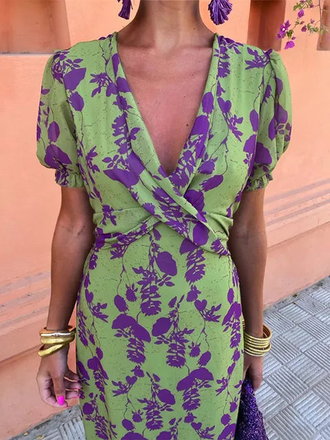 Candle - Women's midi dress with twisted print