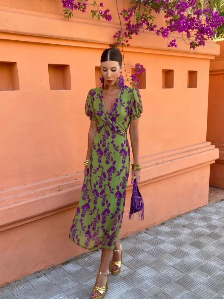 Candle - Women's midi dress with twisted print