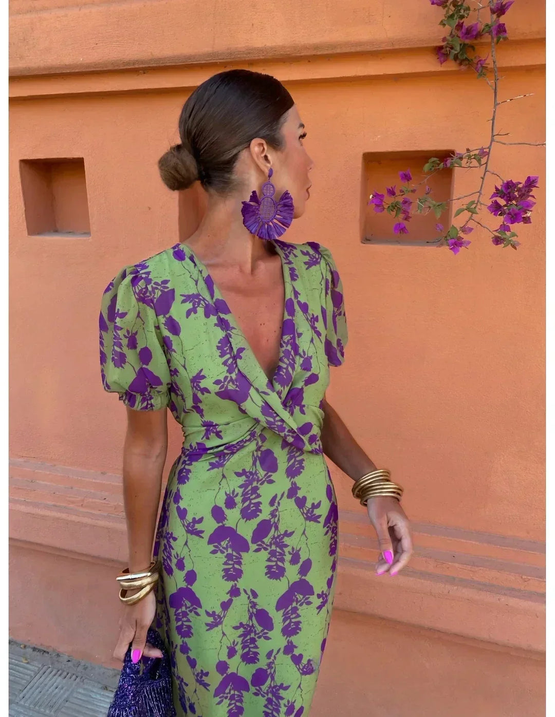 Candle - Women's midi dress with twisted print