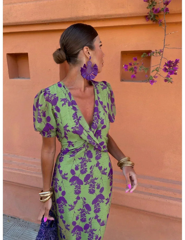 Candle - Women's midi dress with twisted print
