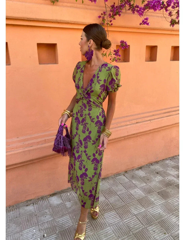 Candle - Women's midi dress with twisted print