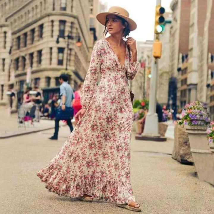 Ilse   - Maxi Ibiza Style Flower Dress