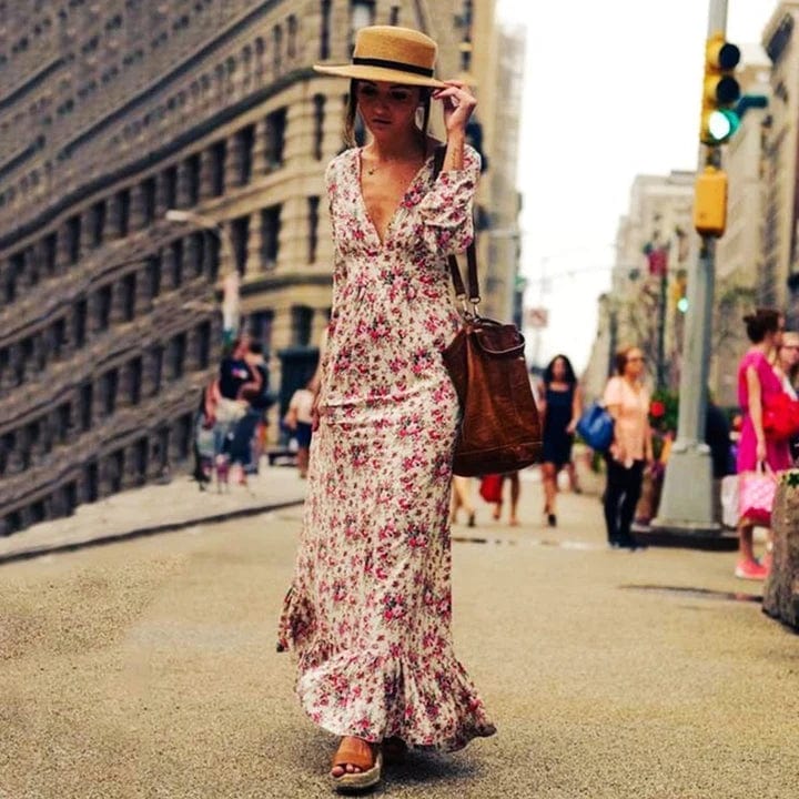 Ilse   - Maxi Ibiza Style Flower Dress