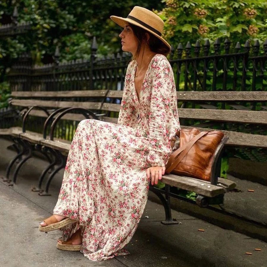 Ilse   - Maxi Ibiza Style Flower Dress